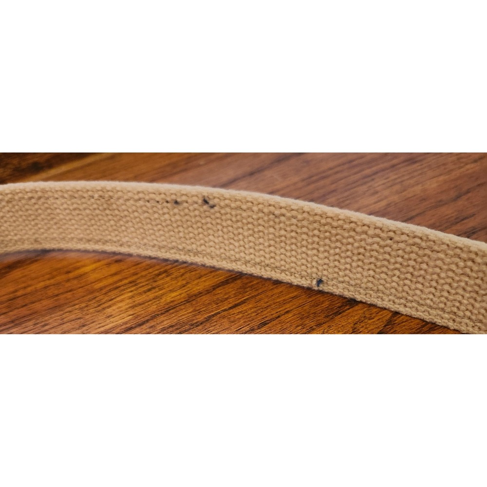 Skippers Mens Nautical Sailboat Ribbon Belt Canvas Leather Brass Buckle Navy Tan - Picture 8 of 8